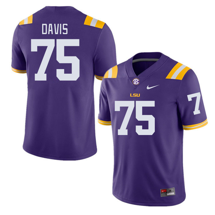 Men #75 Weston Davis LSU Tigers College Football Jerseys Stitched-Purple